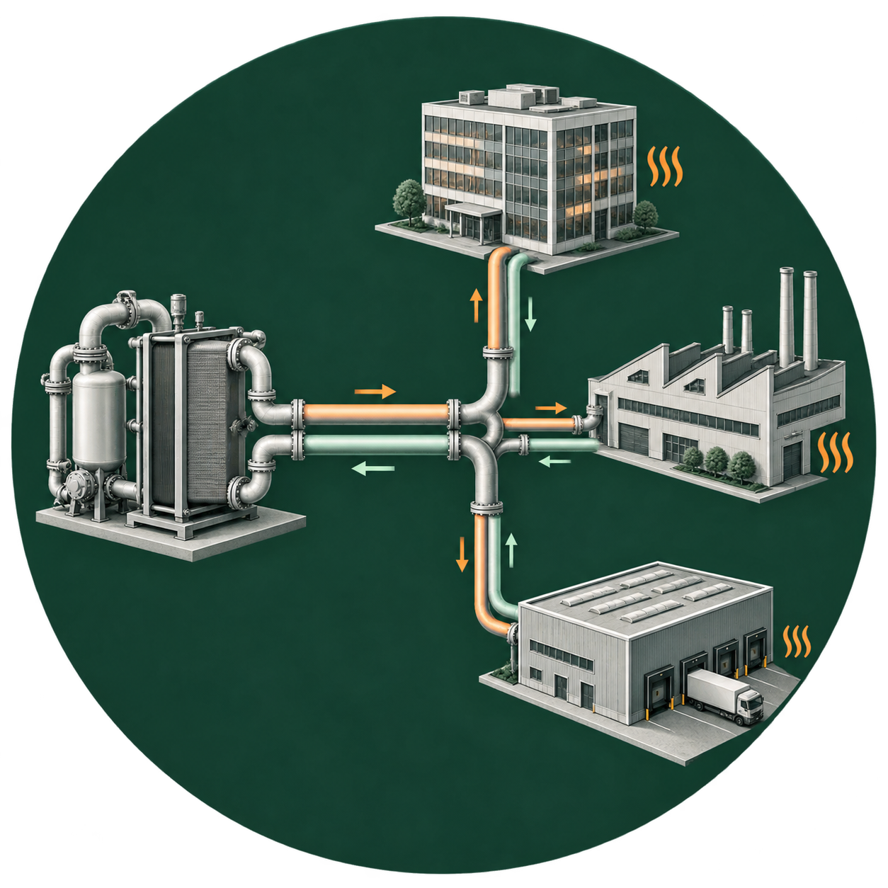 Dynamic district heating grid